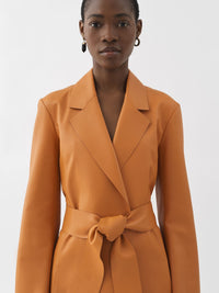 Manteau croisé en cuir - Sunset Orange
