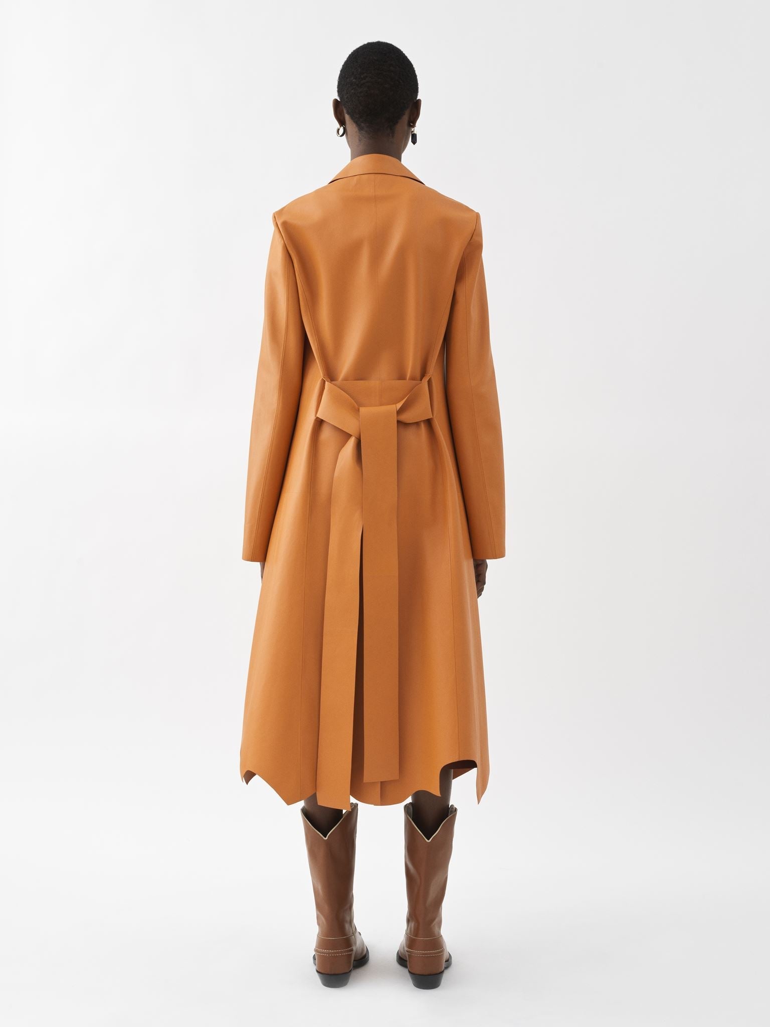 Manteau croisé en cuir - Sunset Orange