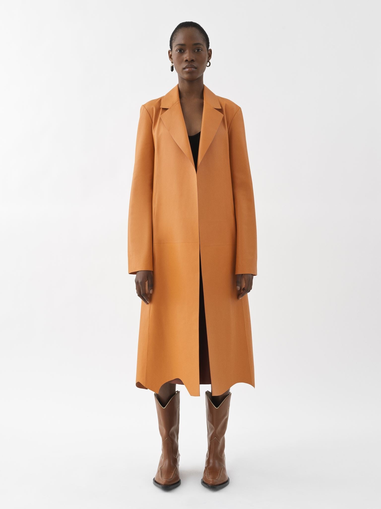 Manteau croisé en cuir - Sunset Orange