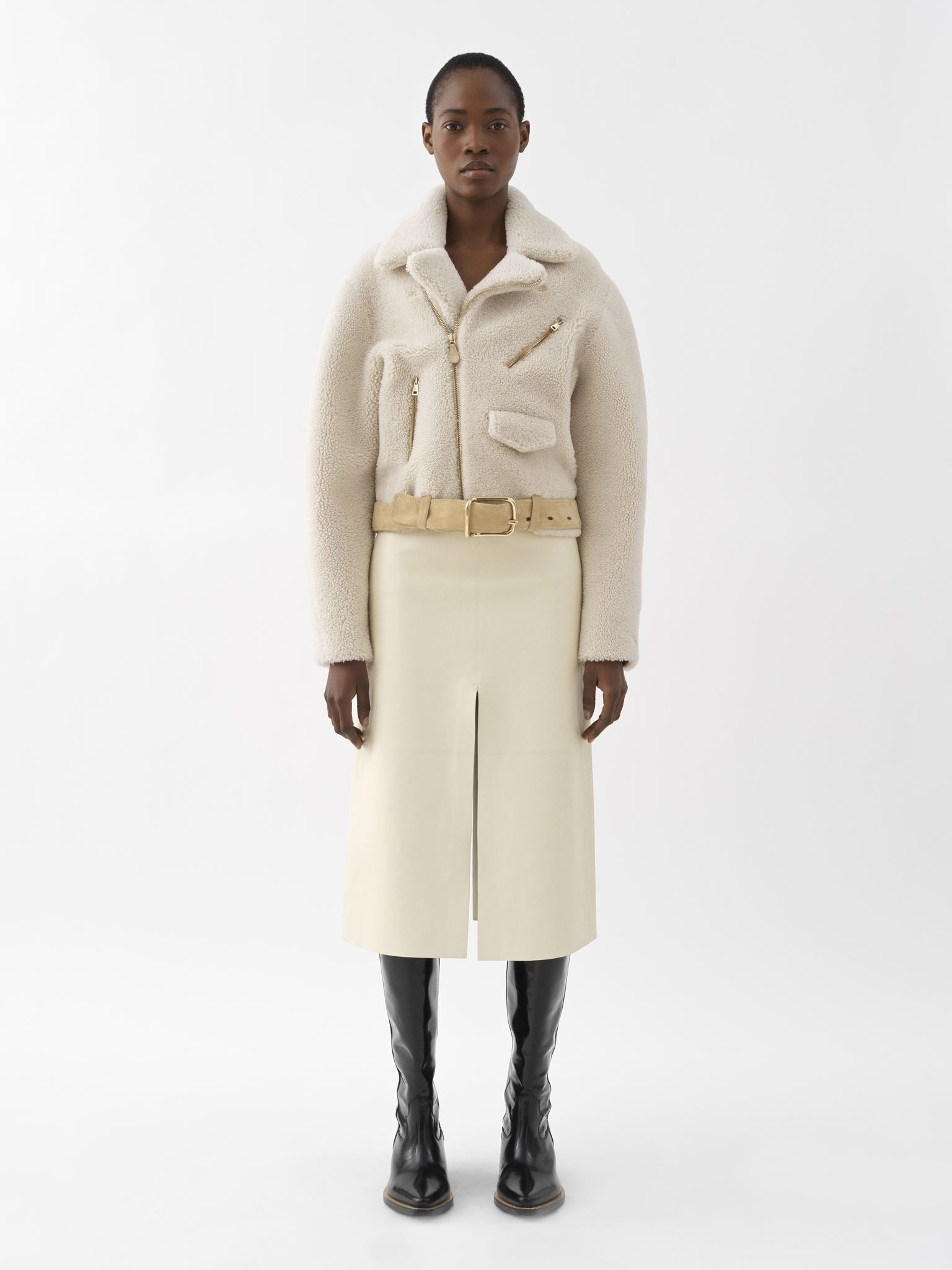 Veste biker en cuir - Confident White