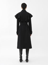 Trench volanté en laine - Black