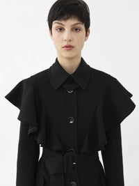 Trench volanté en laine - Black
