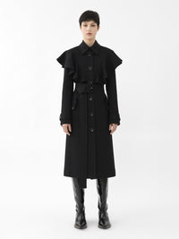 Trench volanté en laine - Black
