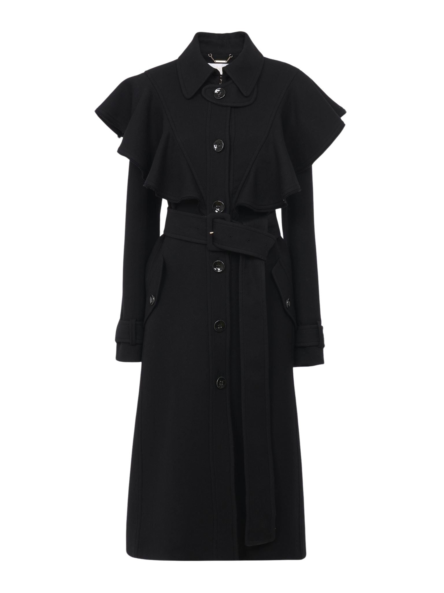 Trench volanté en laine - Black