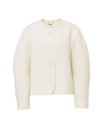 Veste courte manches ballon en laine - Eden White
