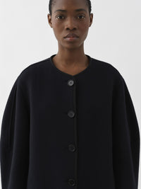 Veste courte manches ballon en laine - Marine