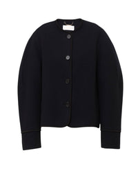 Veste courte manches ballon en laine - Marine