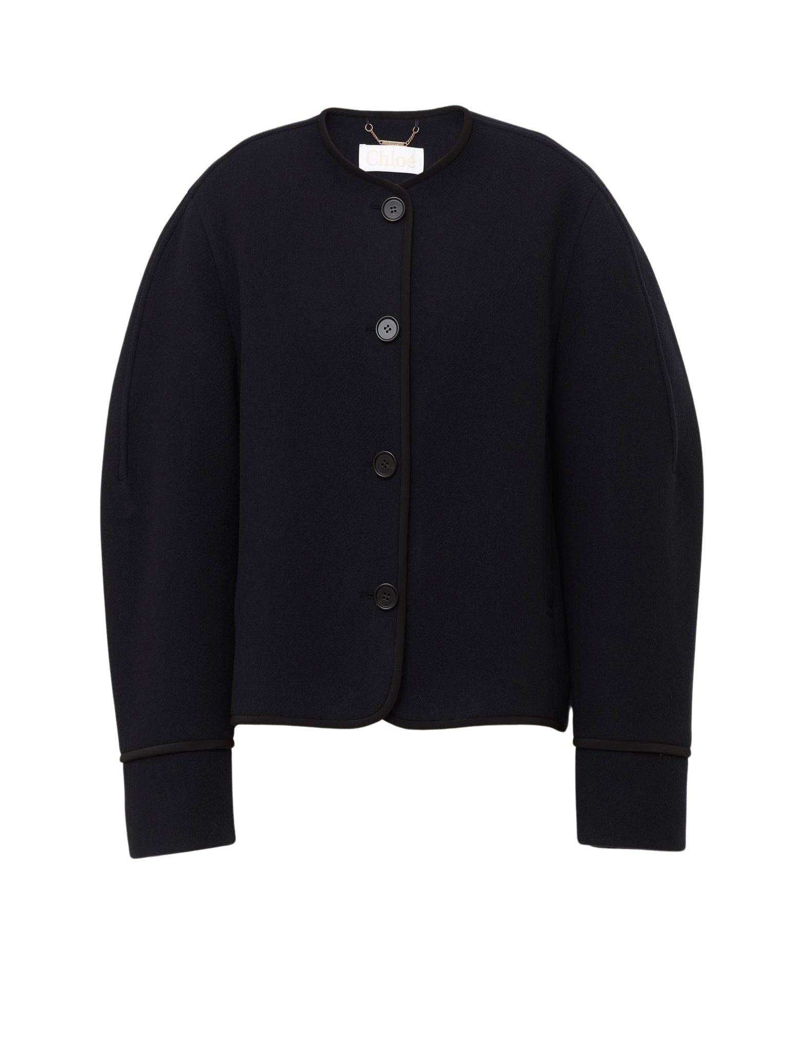 Veste courte manches ballon en laine - Marine