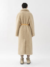 Manteau cocon ceinturé en laine - Marron