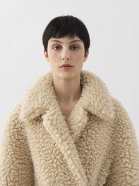 Manteau cocon ceinturé en laine - Marron