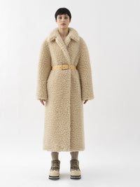 Manteau cocon ceinturé en laine - Marron
