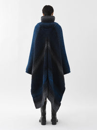 Poncho à zip et col montant en cachemire - Bleu