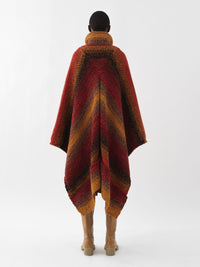 Poncho à zip et col montant en cachemire - Sunset Orange