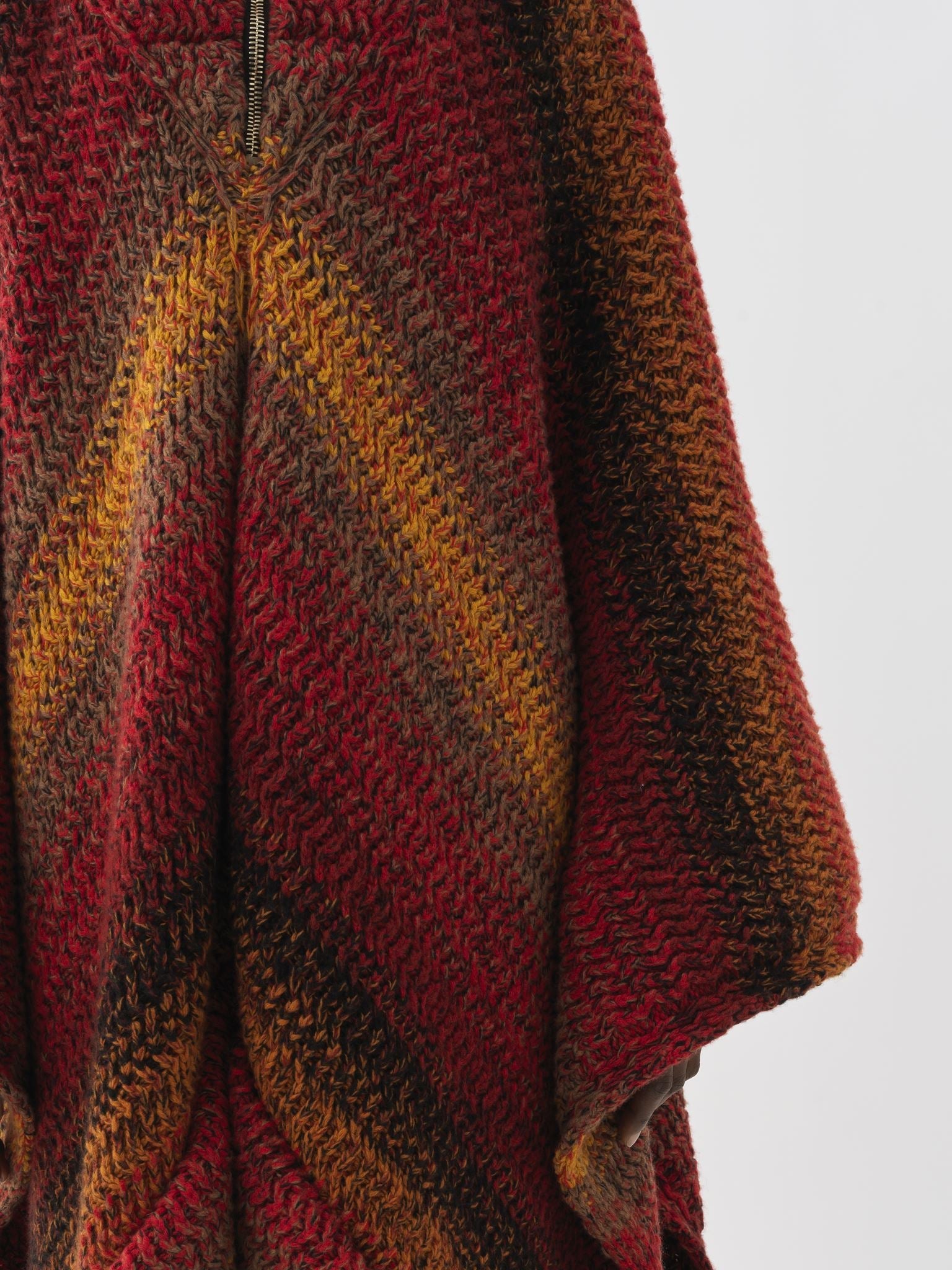 Poncho à zip et col montant en cachemire - Sunset Orange