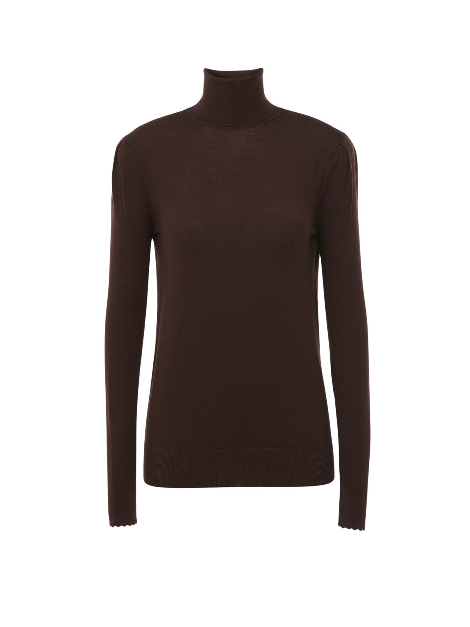 Pull ajusté à col roulé en laine - Rosewood Brown