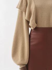 Pull volanté en cachemire - Straw Beige