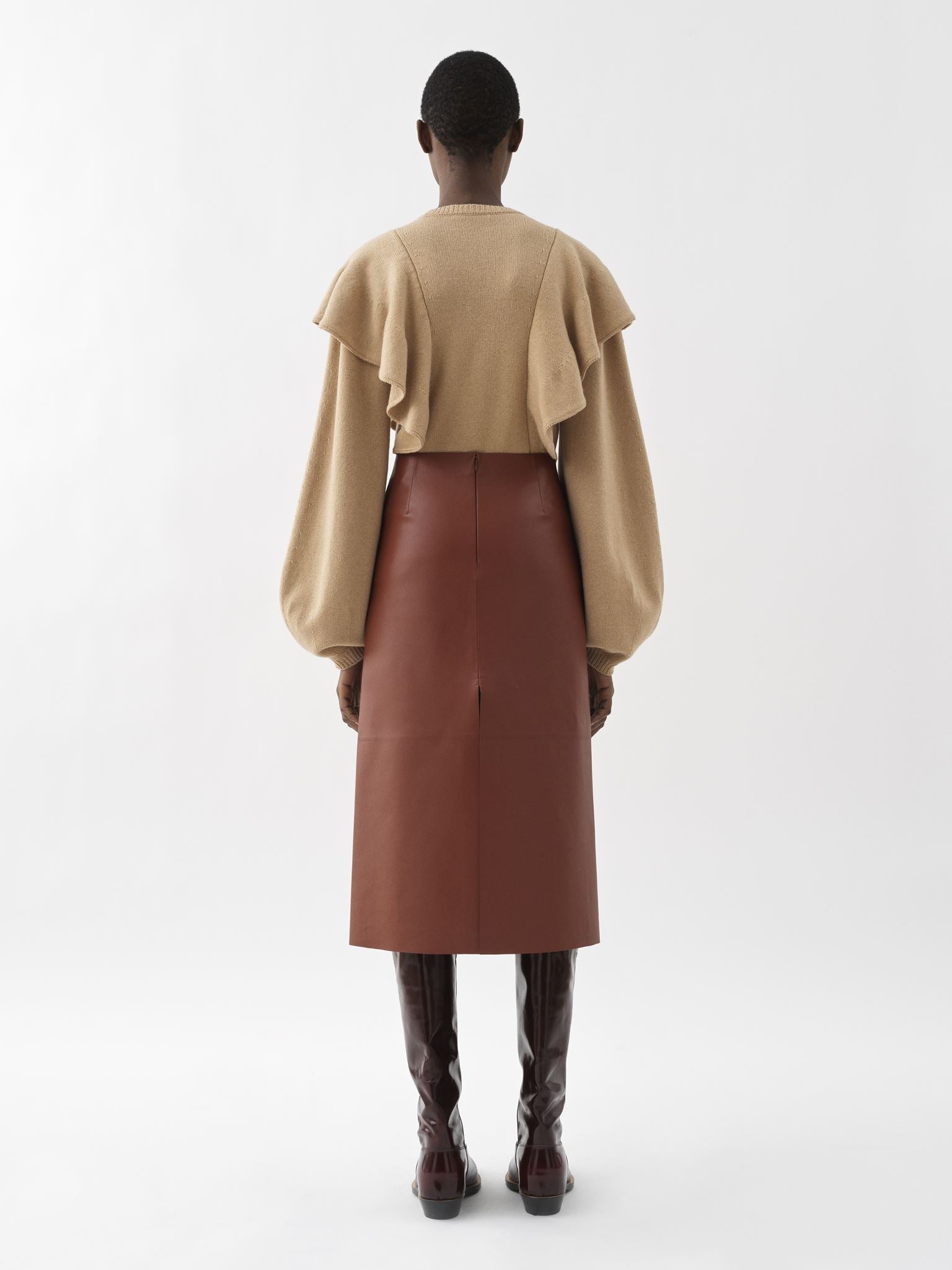 Pull volanté en cachemire - Straw Beige