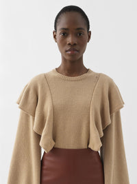 Pull volanté en cachemire - Straw Beige