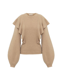 Pull volanté en cachemire - Straw Beige