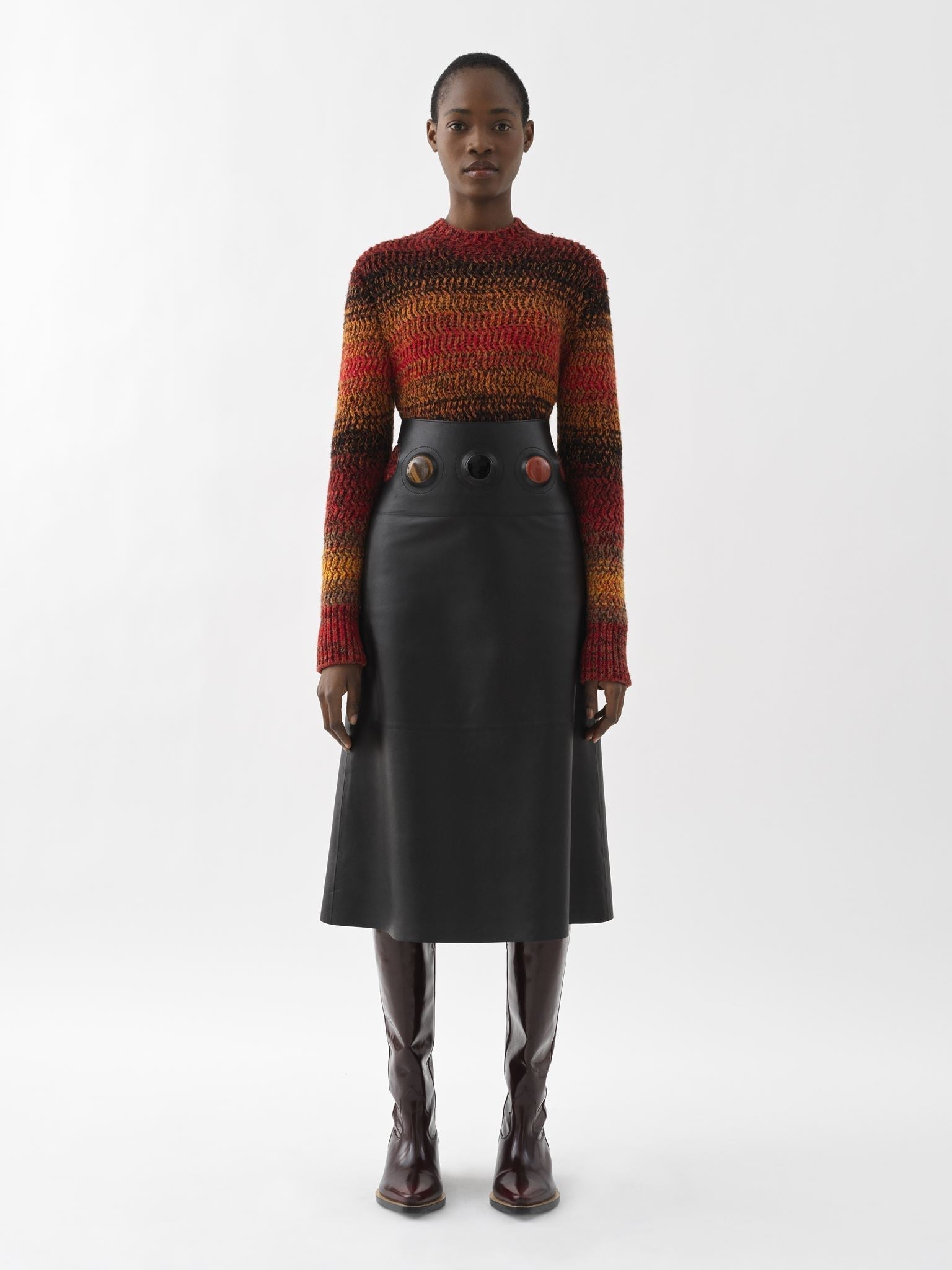 Pull col montant en cachemire - Sunset Orange