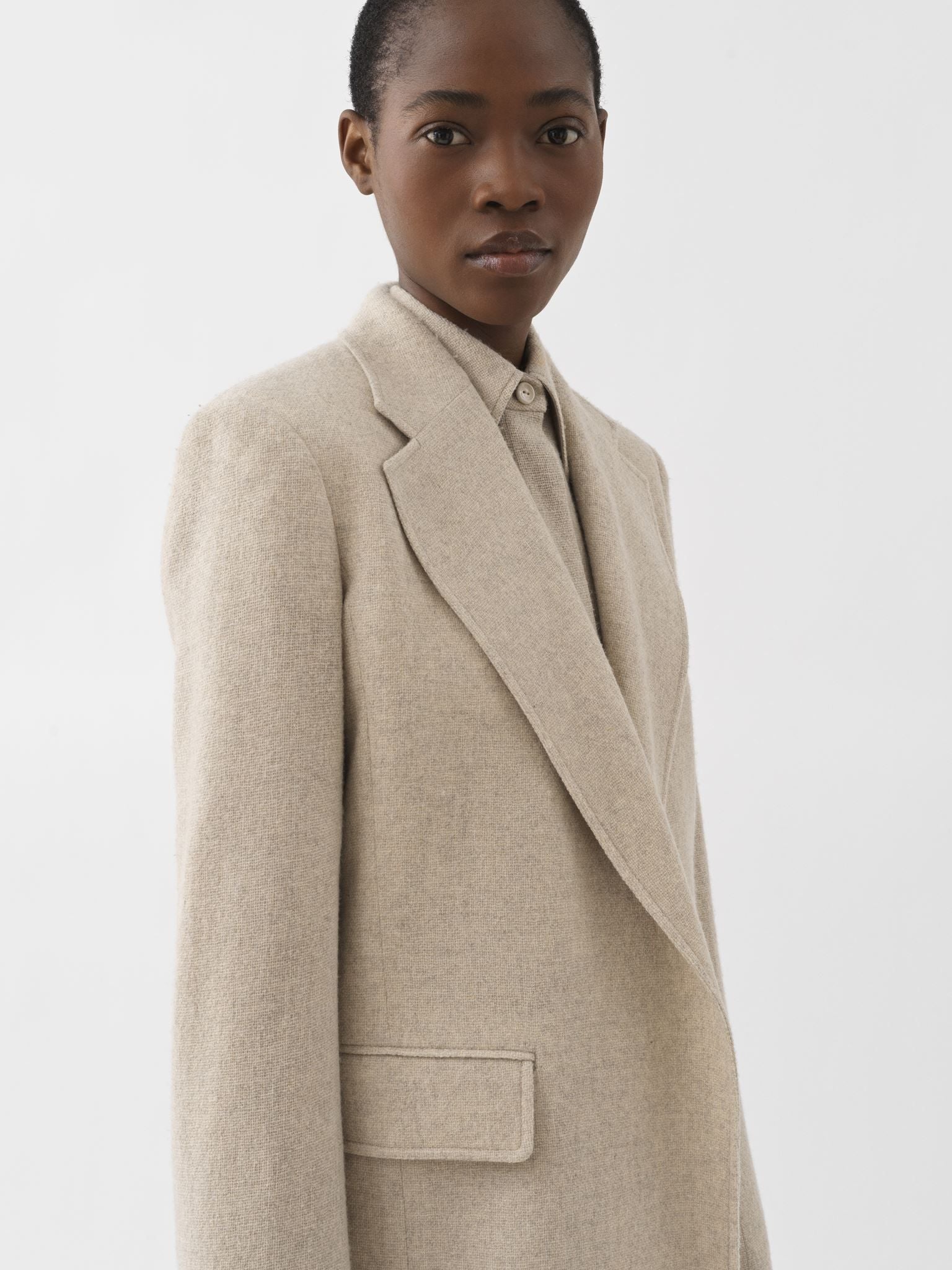 Veste blazer ouverte en laine - Sandy Khaki