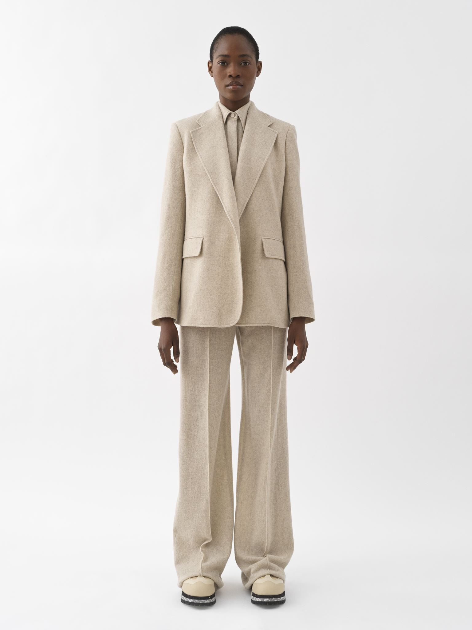 Veste blazer ouverte en laine - Sandy Khaki