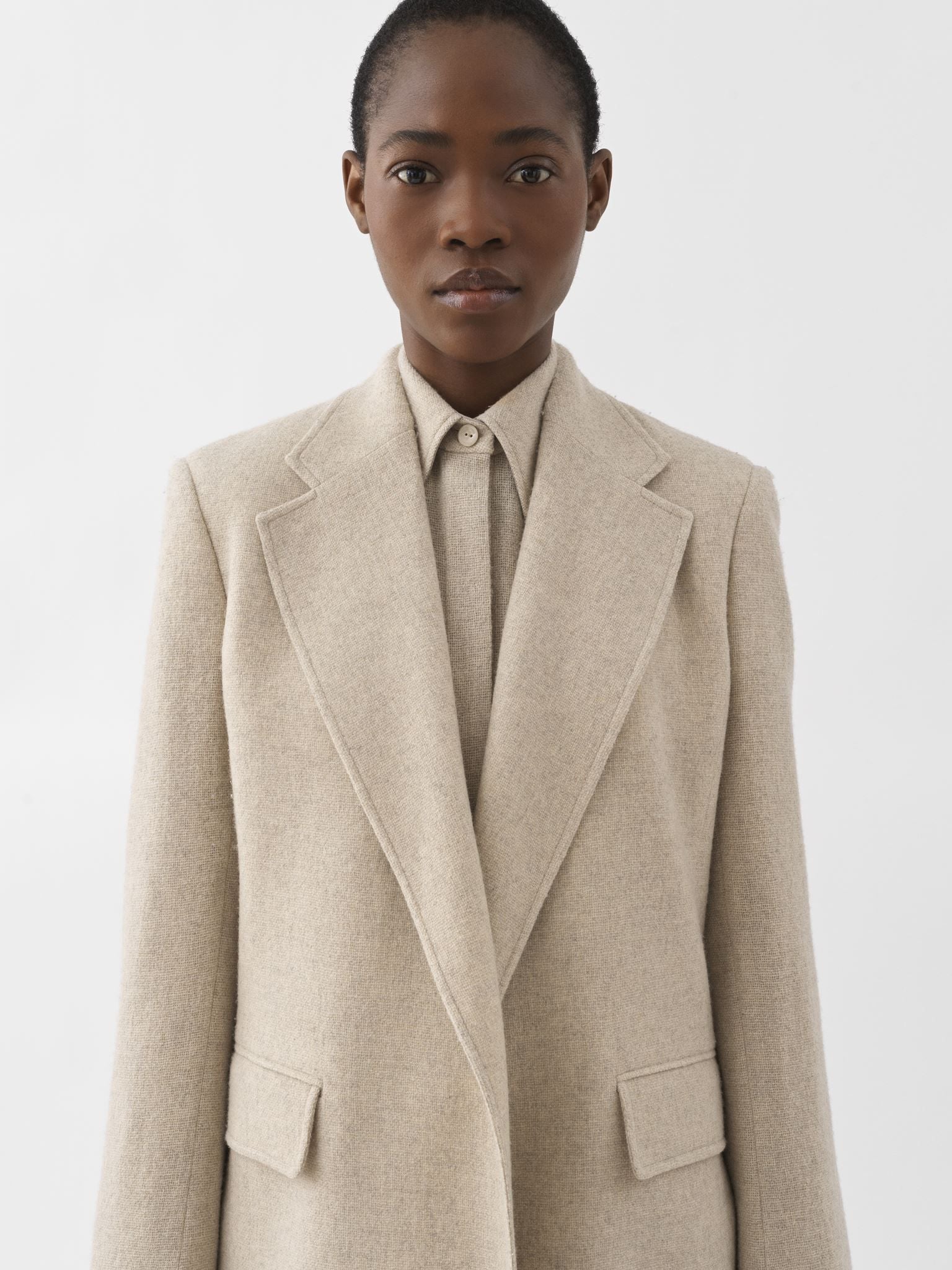 Veste blazer ouverte en laine - Sandy Khaki