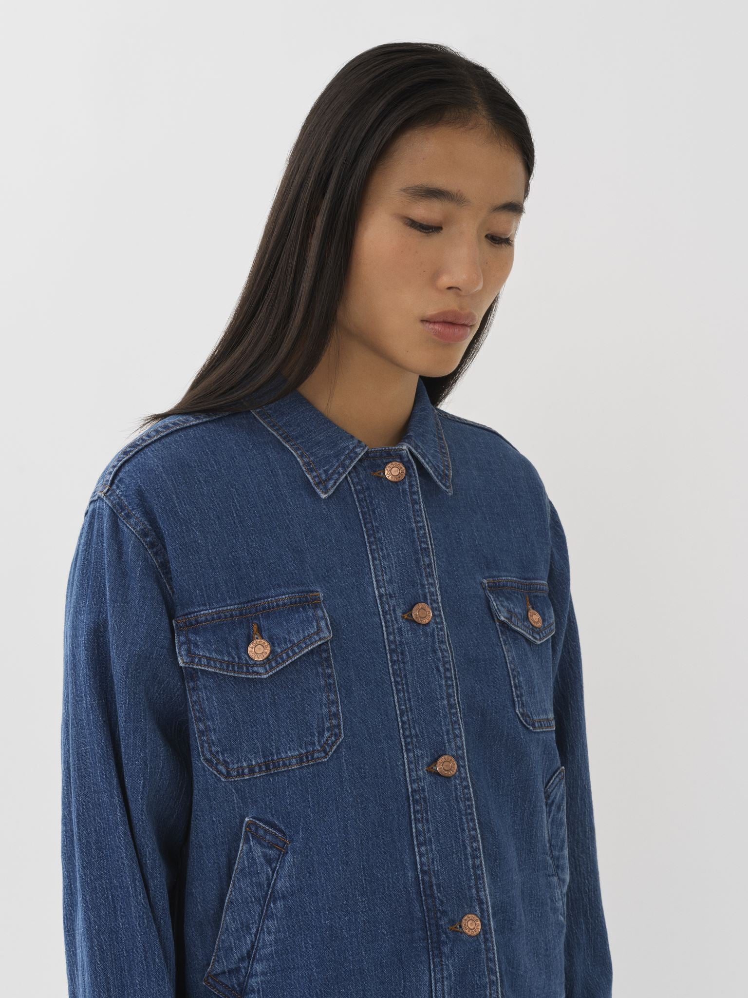Veste droite en jean - Truly Navy