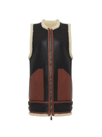 Veste aviateur sans manches avec jeu de textures en cuir - Noir