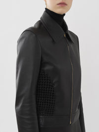 Veste courte en cuir - Noir