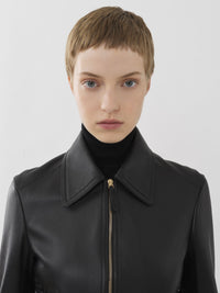 Veste courte en cuir - Noir