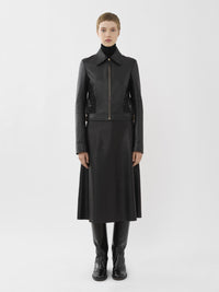 Veste courte en cuir - Noir