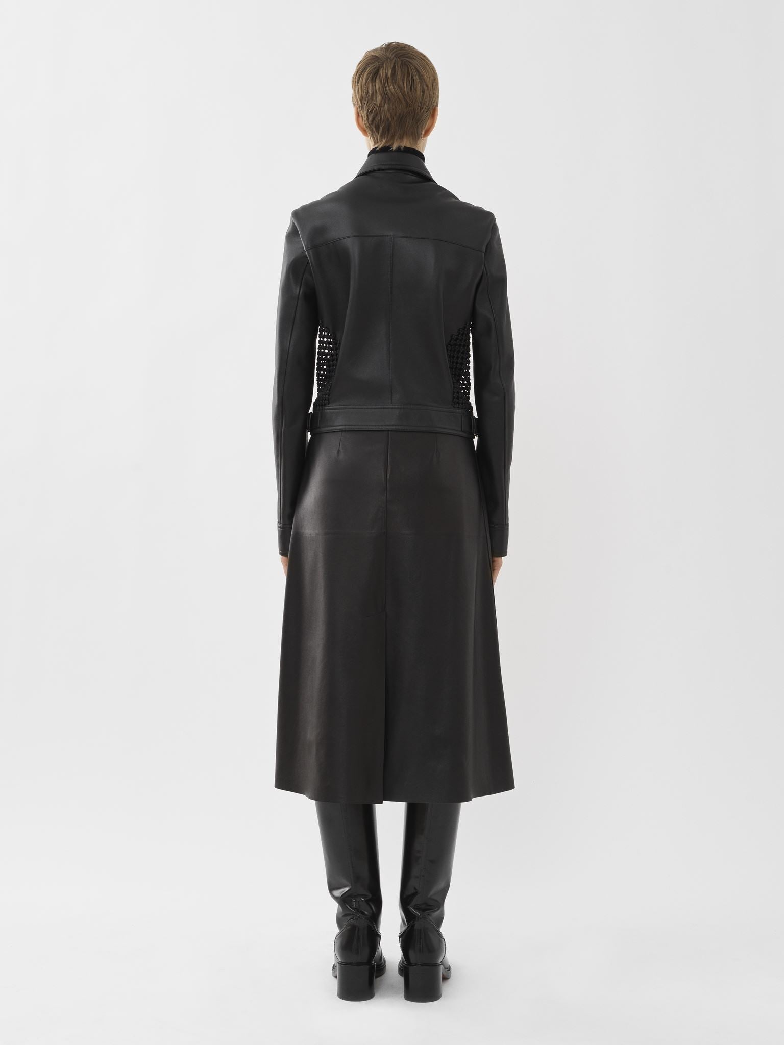 Veste courte en cuir - Noir
