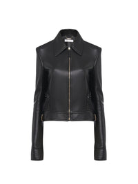 Veste courte en cuir - Noir