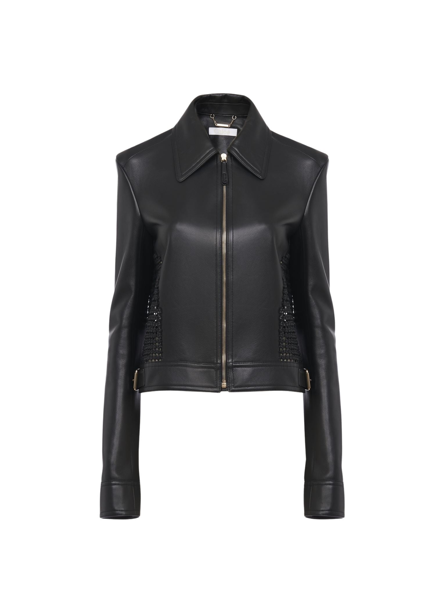 Veste courte en cuir - Noir