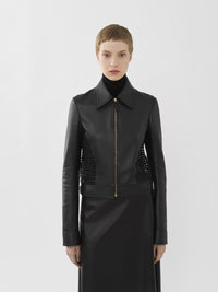 Veste courte en cuir - Noir