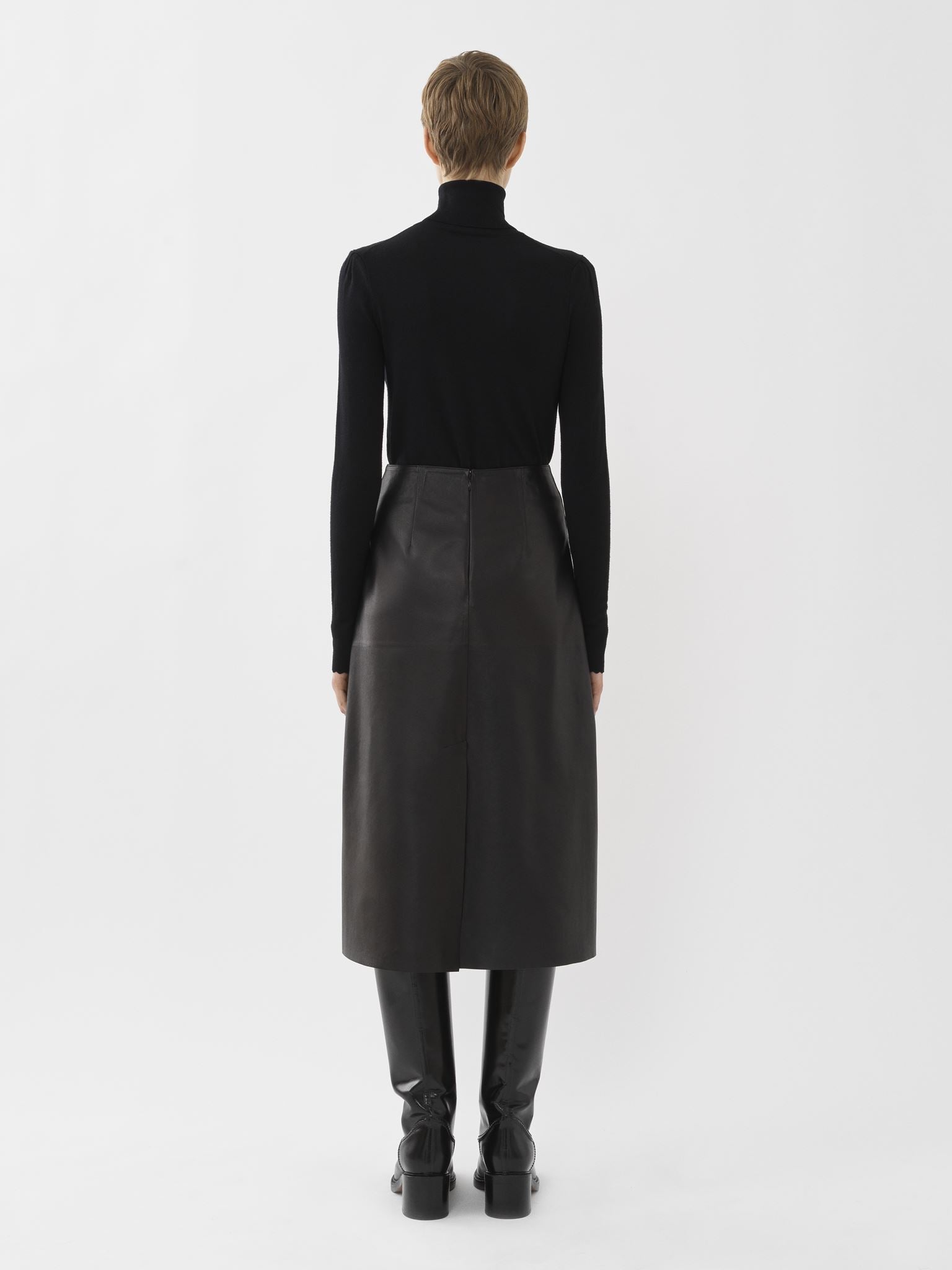Pull à col roulé ajusté en laine - Black