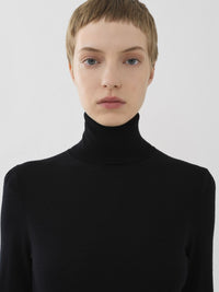 Pull à col roulé ajusté en laine - Black