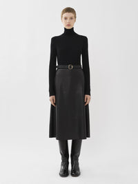 Pull à col roulé ajusté en laine - Black