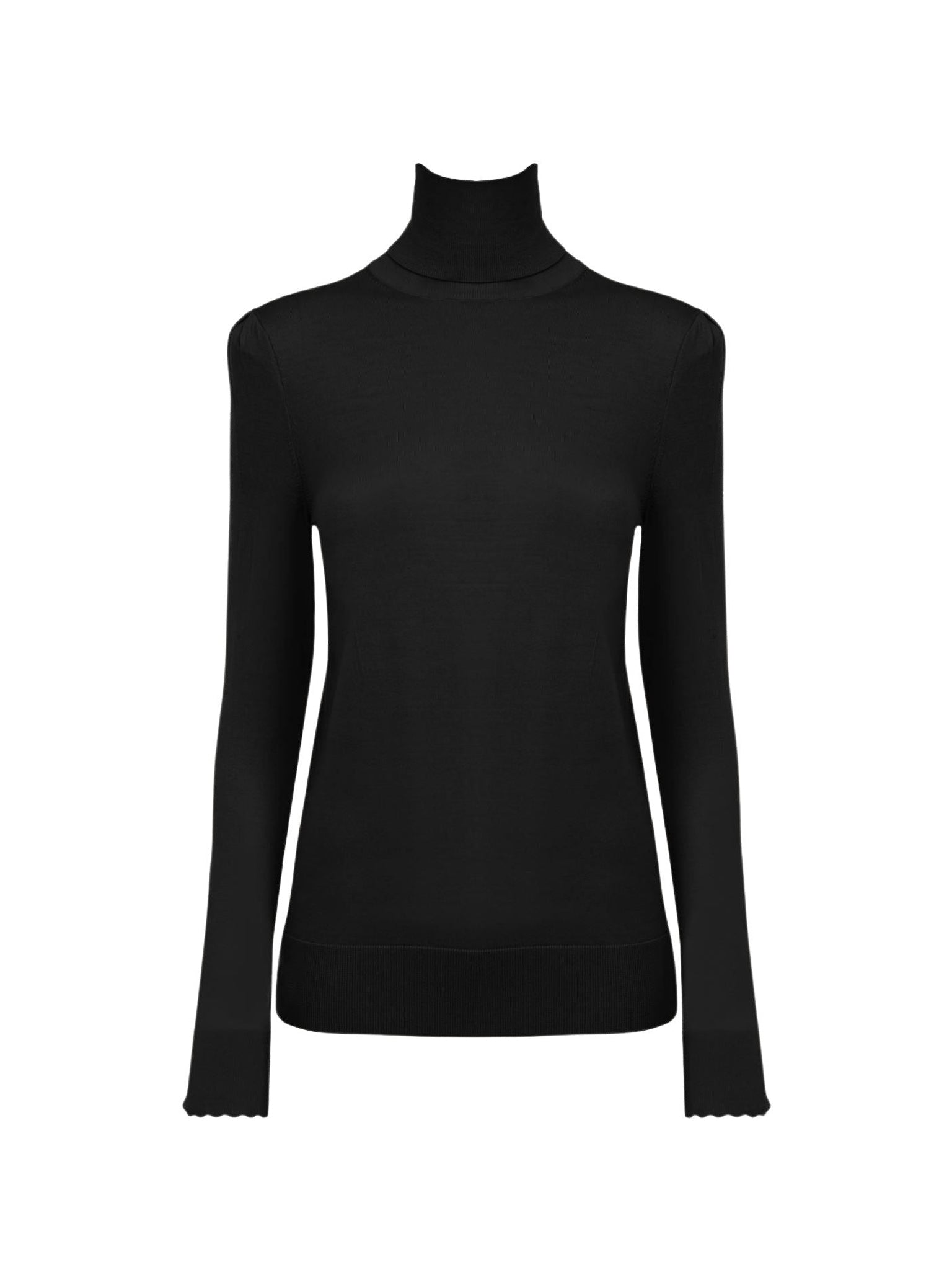 Pull à col roulé ajusté en laine - Black