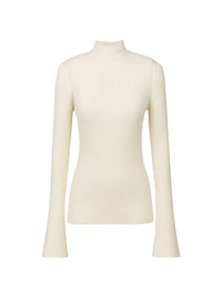 Pull en tricot côtelé de cachemire mérinos - Lovely White