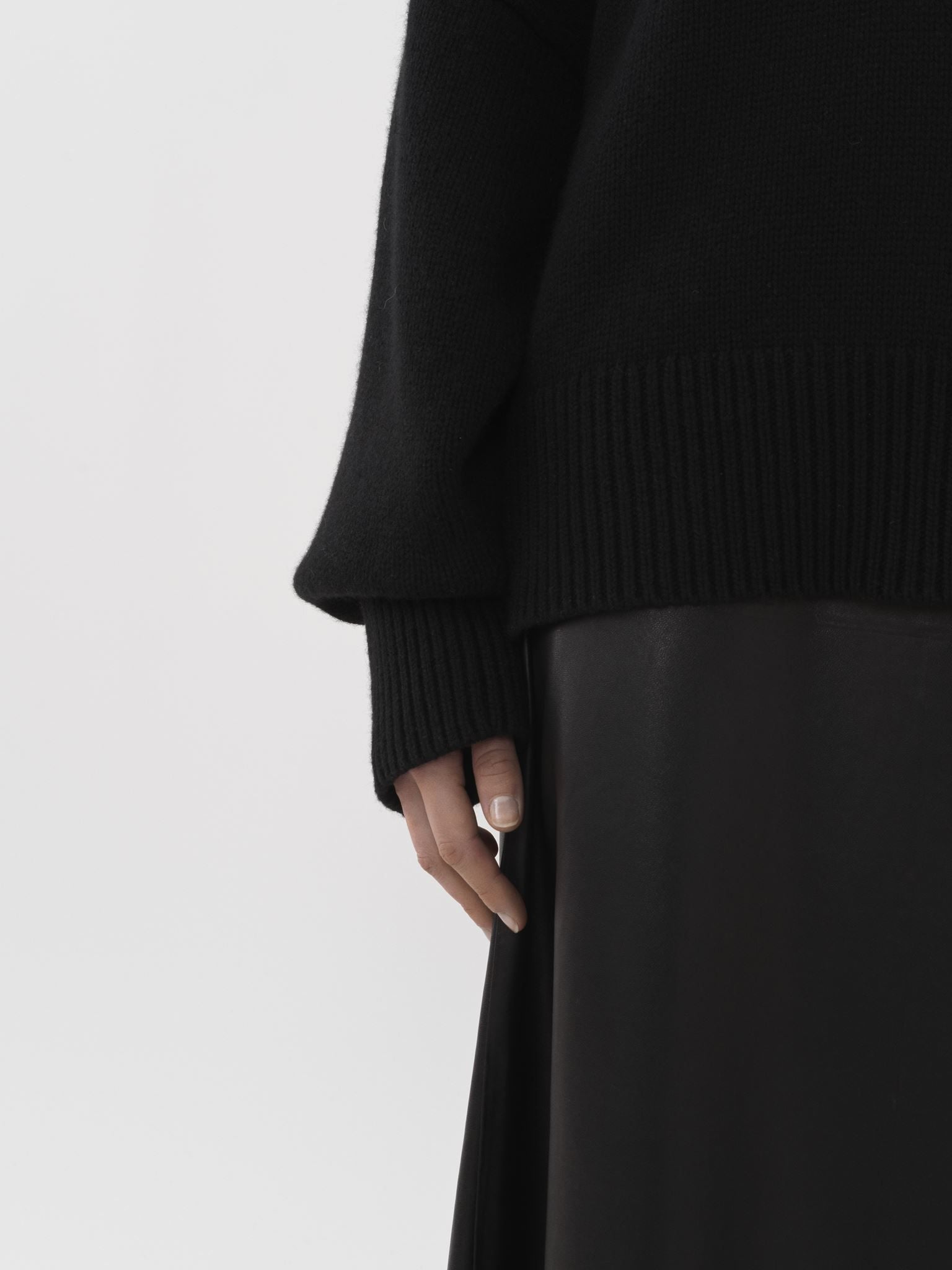 Pull col roulé oversize en cachemire - Black