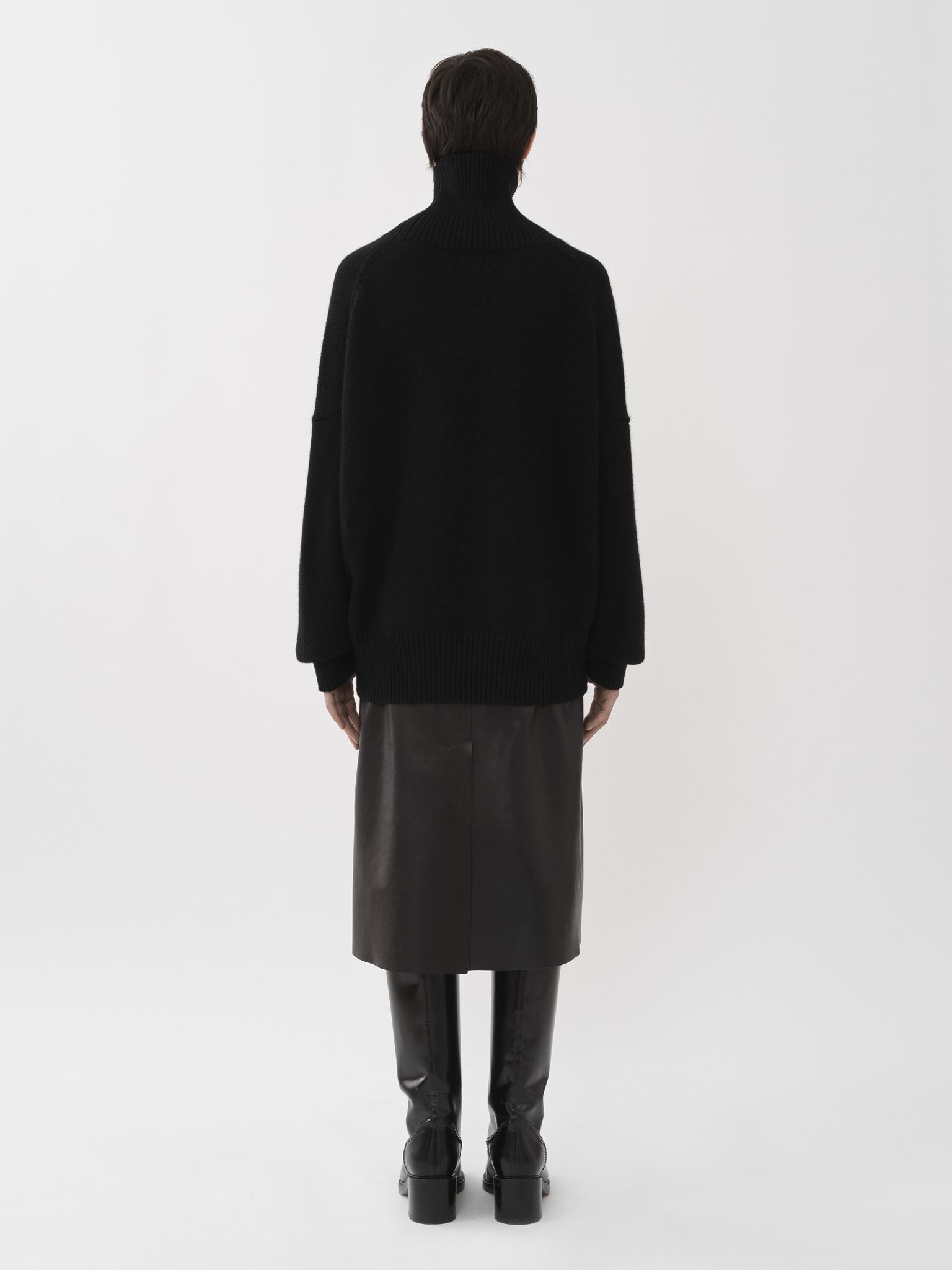 Pull col roulé oversize en cachemire - Black
