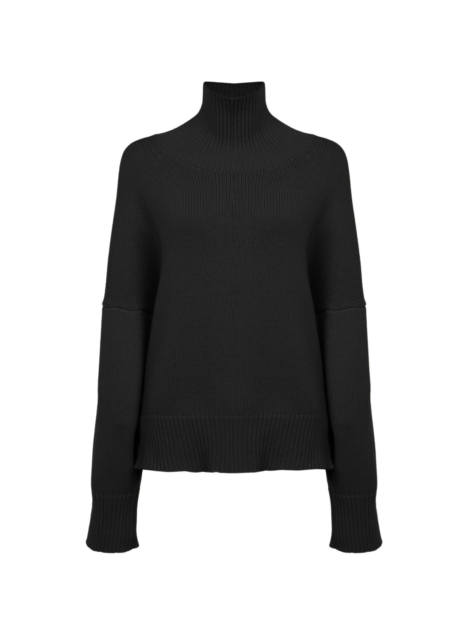 Pull col roulé oversize en cachemire - Black