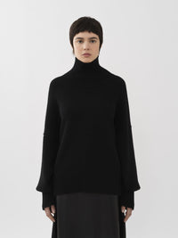 Pull col roulé oversize en cachemire - Black