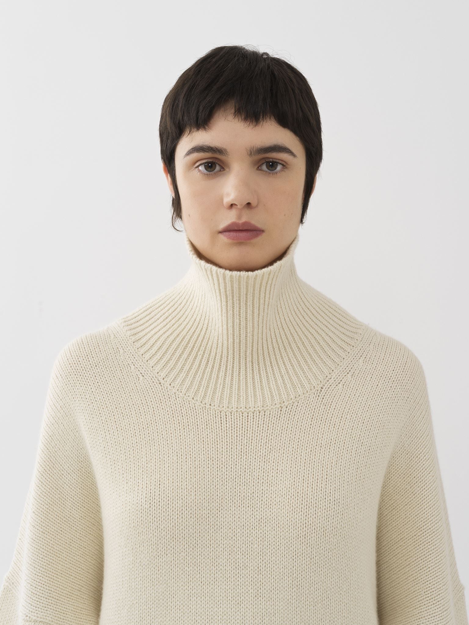 Pull col roulé oversize en cachemire - White Powder