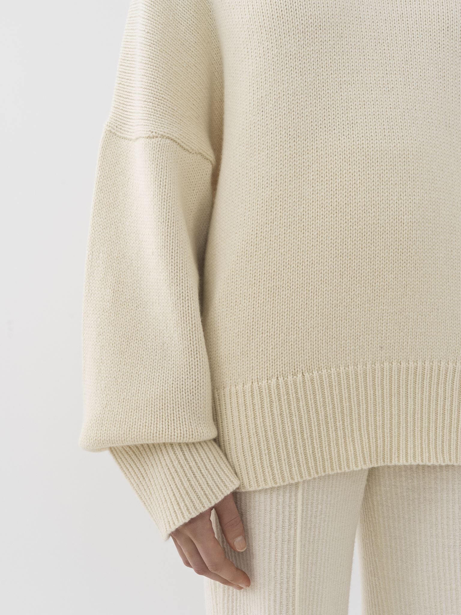 Pull col roulé oversize en cachemire - White Powder