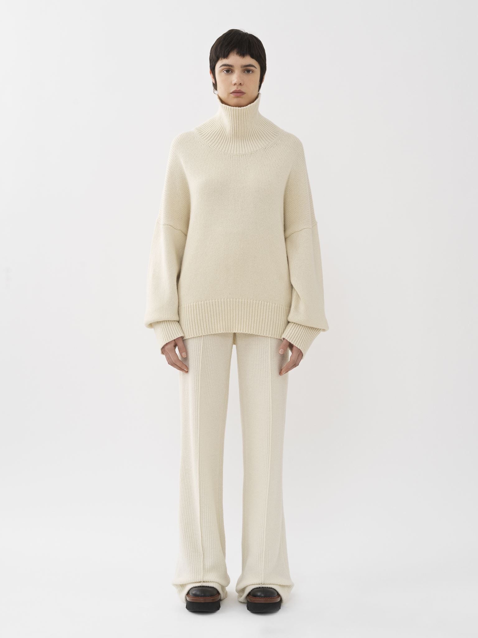 Pull col roulé oversize en cachemire - White Powder