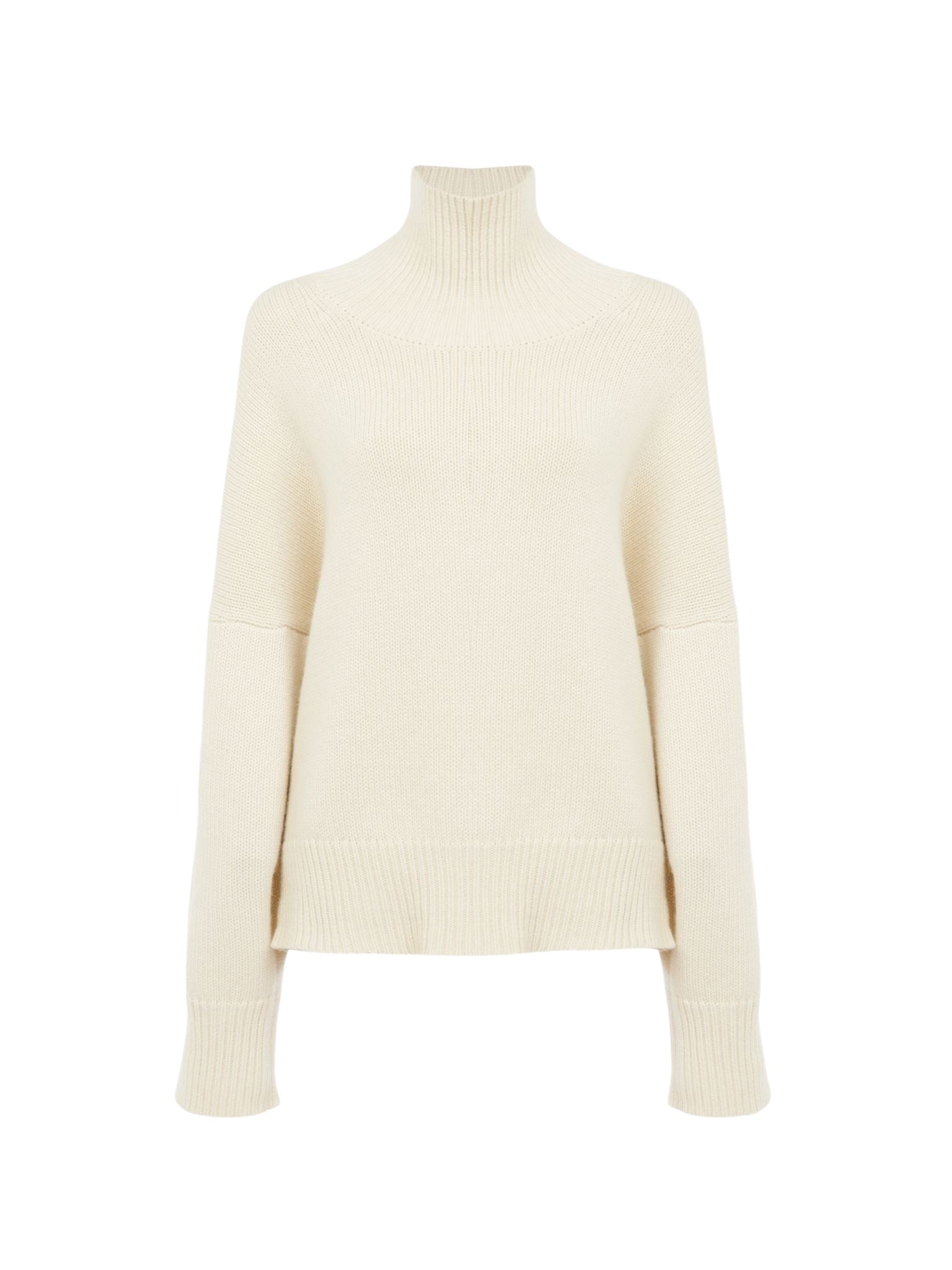 Pull col roulé oversize en cachemire - White Powder