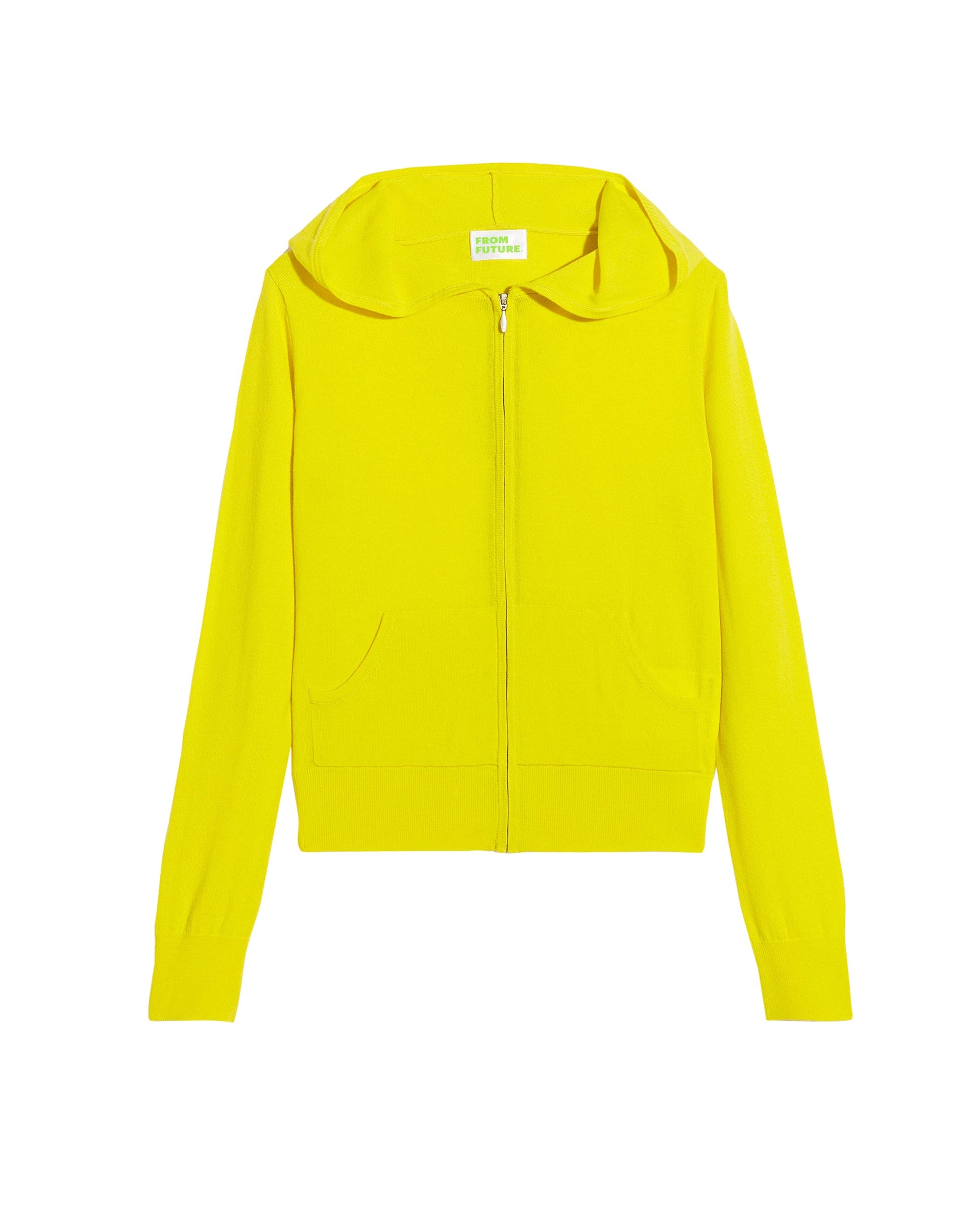 Hoodie court zippé en laine superfine - Summer Yellow